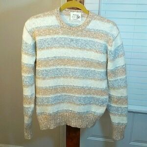 Shetland Scotland Cream Wool Blend Long Sleeves Pullover Sweater UK 46 US 14